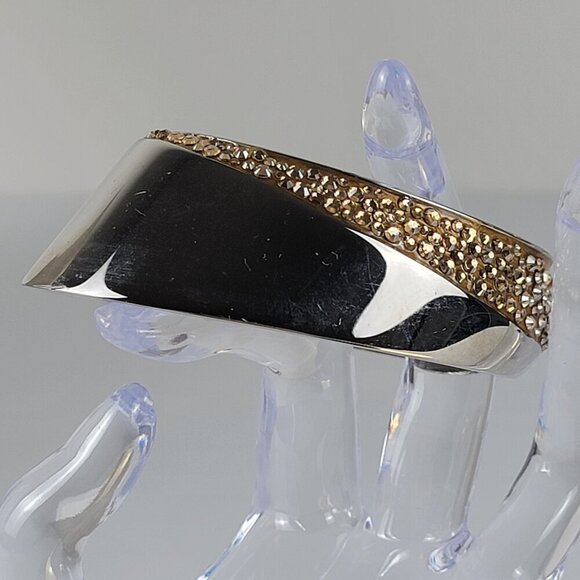 Prabal Gurung Jewelry - Vtg. Prabal Gurung X Swarovoski Cuff Bracelet Silver-Tone Champagne Crystal 7"